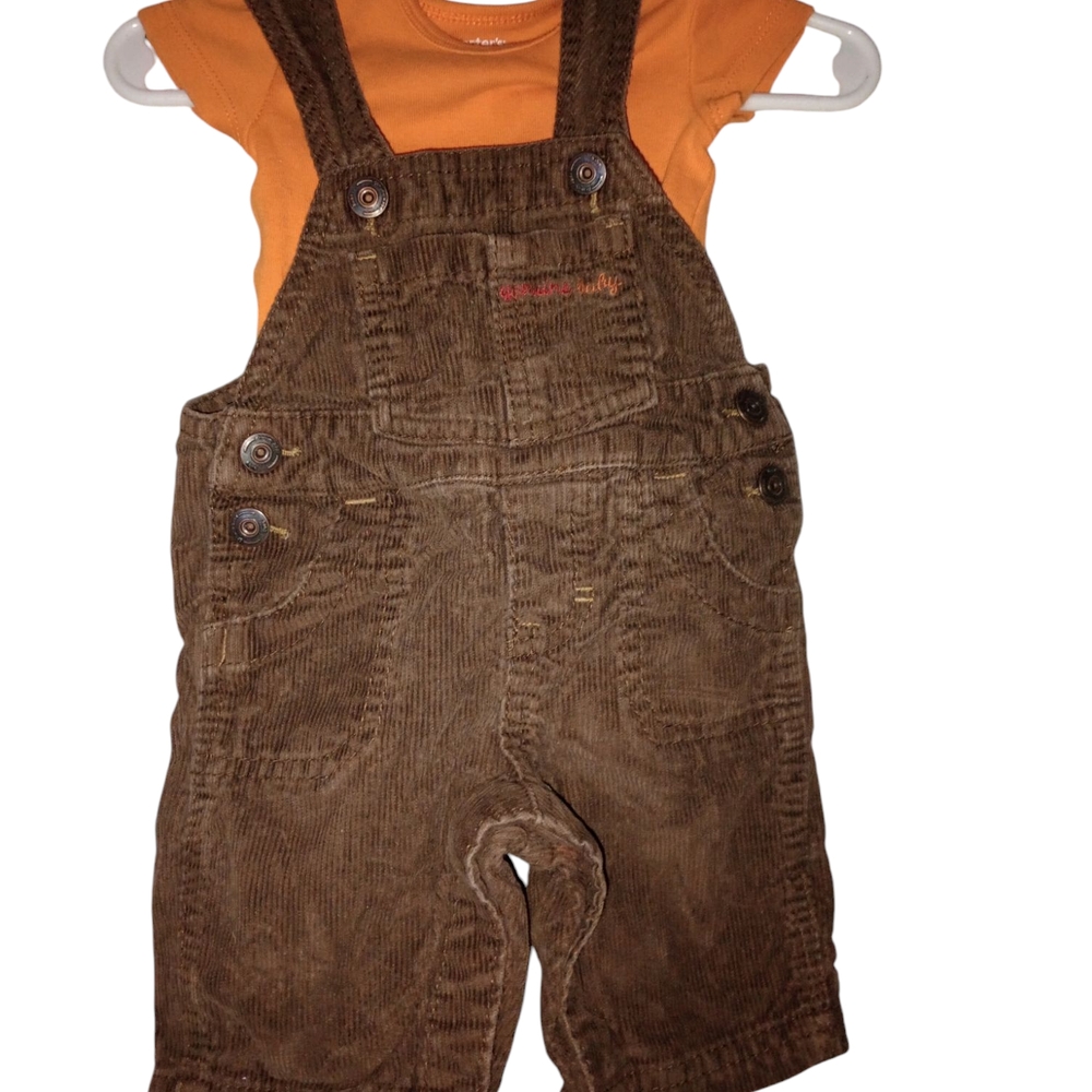 OshKosh B'gosh Brown Corduroy Overalls Classic Style